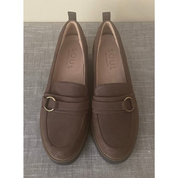 New SOUL Naturalizer Joyla Size 7.5 Brown Suede Leather Loafers - Picture 3 of 12